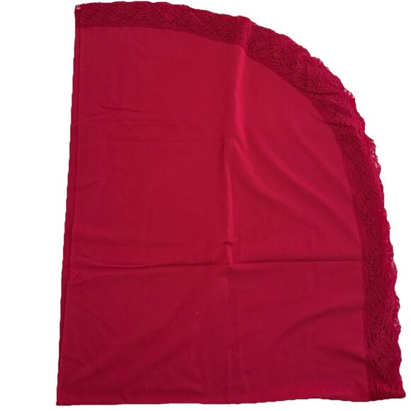 Vintage Pure Red Oval Tablecloth 6 Square Napkins Lace Trim On All Immaculate! - Picture 9 of 14